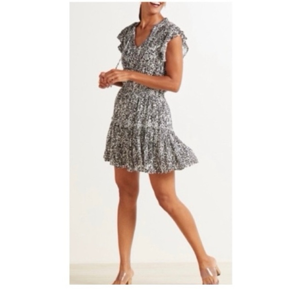 Allison Joy Ezra‎ Smocked Animal Print Mini Dress